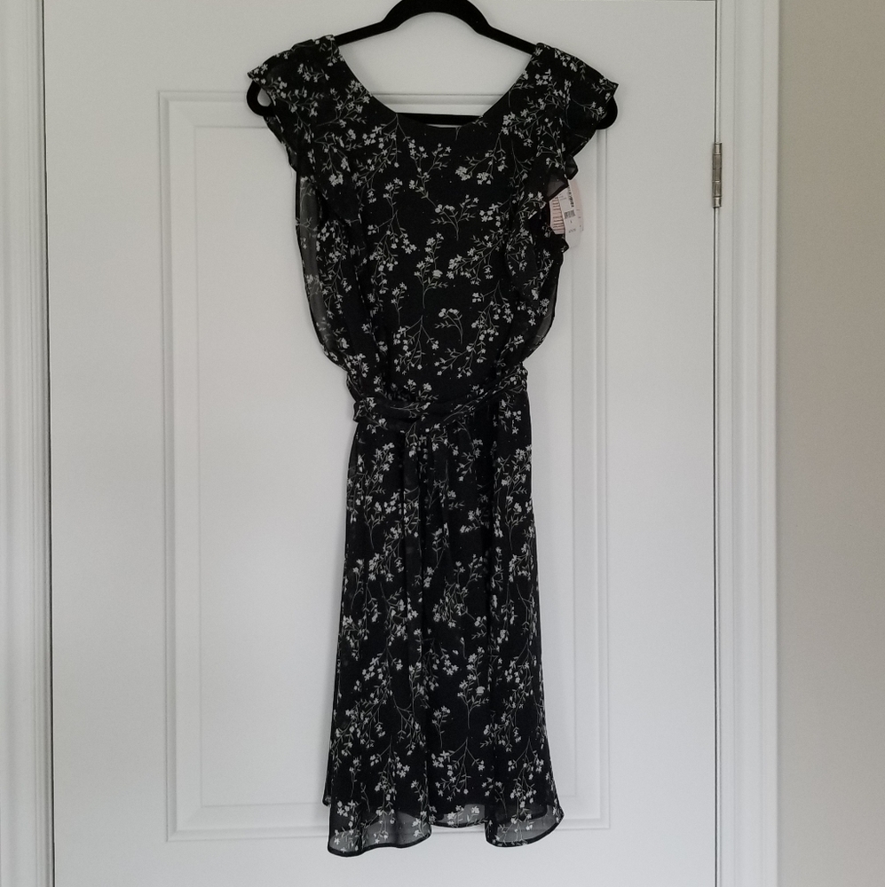 Thyme Maternity Black Floral Maternity Dress